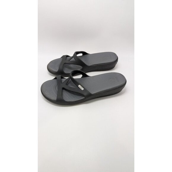 Crocs Black Triangle Strap Wedge Sandal - Picture 5 of 6